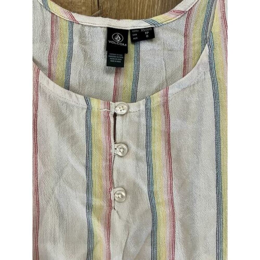 Volcom Women's Ruffled Tropical Stripe Island Cami‎ Tank Size XS NEW - Picture 7 of 13